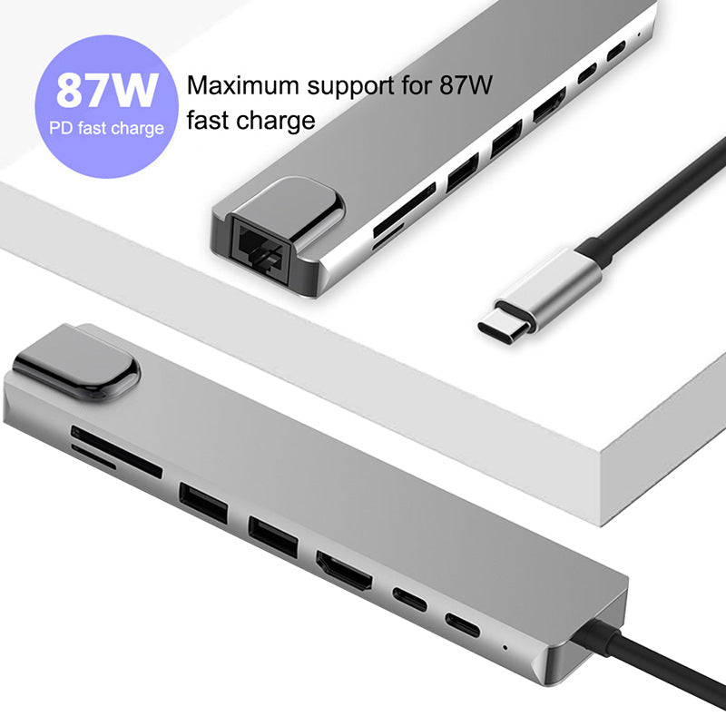 XCF-RJ45-285 8-in-1 USB-C Hub Adapter Portable Mini Type-C Docking Station 10/100Mbps RJ45 Type-C Hub to USB-C USB HD XCF-RJ45-285 8-in-1 USB-C Hub Adapter Portable Mini Type-C Docking Station 10/100Mbps RJ45 Type-C Hub to USB-C USB HD